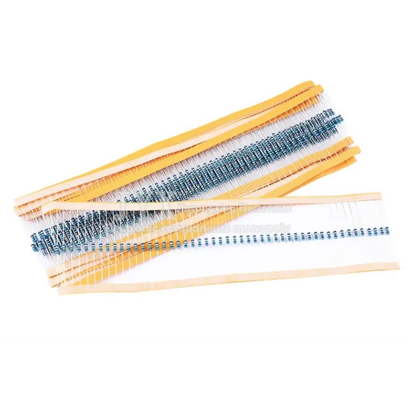 Resistor do filme do metal, 1 W, 4W, 1R, 22M, 1%, 0.25W, 3R, 2.2R, 10, 100R, 120R, 150, 220R, 270, 330, 1K, 2.2K, 4.7K, 10K, 100K, 470K, 1M 10, 100 ohms dos PCes m 20m