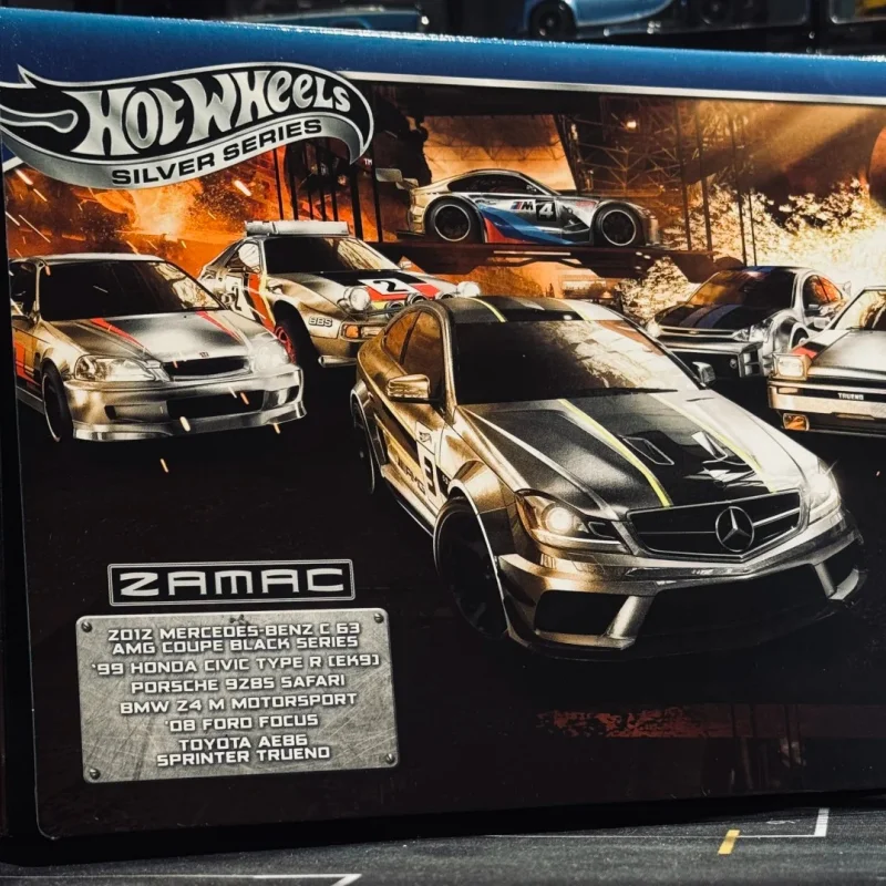 hot-wheels-silver-series-zamac-1-64-diecast-cars-toy-set-ford-focus-honda-civic-toyota-ae86-mercedes-benz-desktop-toys-boys-gift