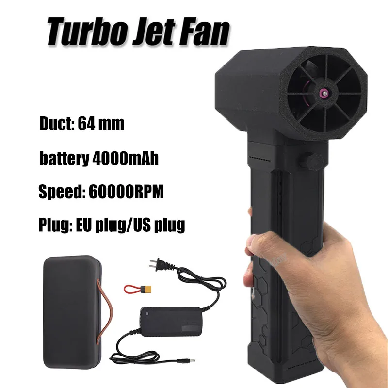 Turbo Jet Fan Handheld Powerful Air Blower LED Lighting Turbo Fan 64mm Brushless Motor Electric Duct Fan Thrust Blower