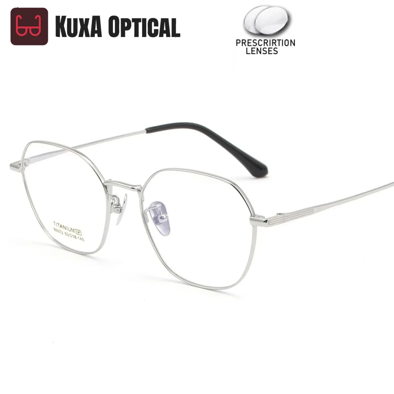 KUXA إطار نظارات مضلع هندسي للنساء من التيتانيوم نظارات بصرية للأشعة فوق البنفسجية وصفة طبية لقصر النظر مد البصر عدسة نظارات تقدمية