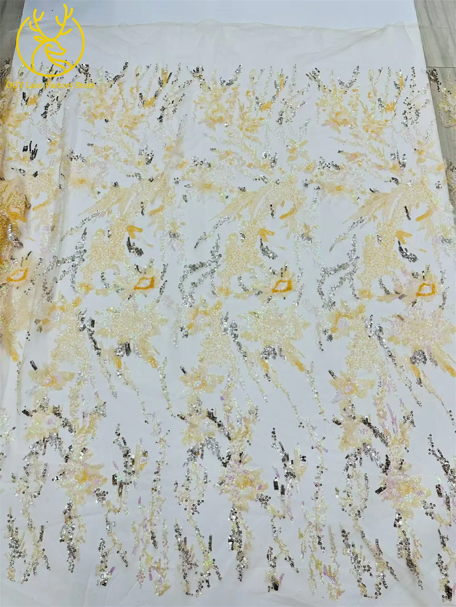 Roter afrikanischer Pailletten-Spitzenstoff, 5 Yards, hochwertiger, eleganter französischer Stickerei-Spitzenstoff für Hochzeits- und Abendkleider zum Nähen – Detail 19