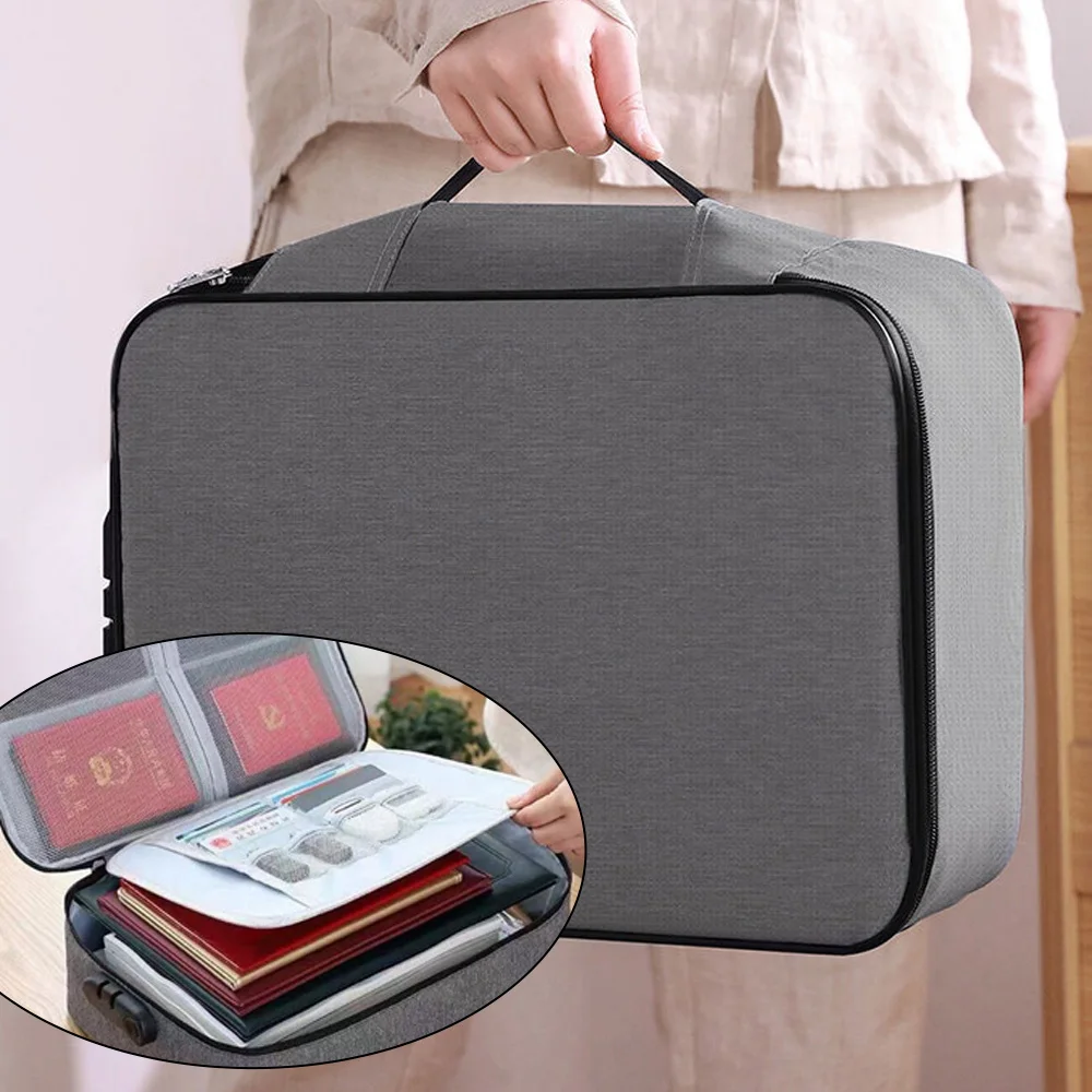 Document Storage Bag File Folder Passport Holder Credit Card Organizer Briefcase Trolley Case Handbag Waterproof Password Box