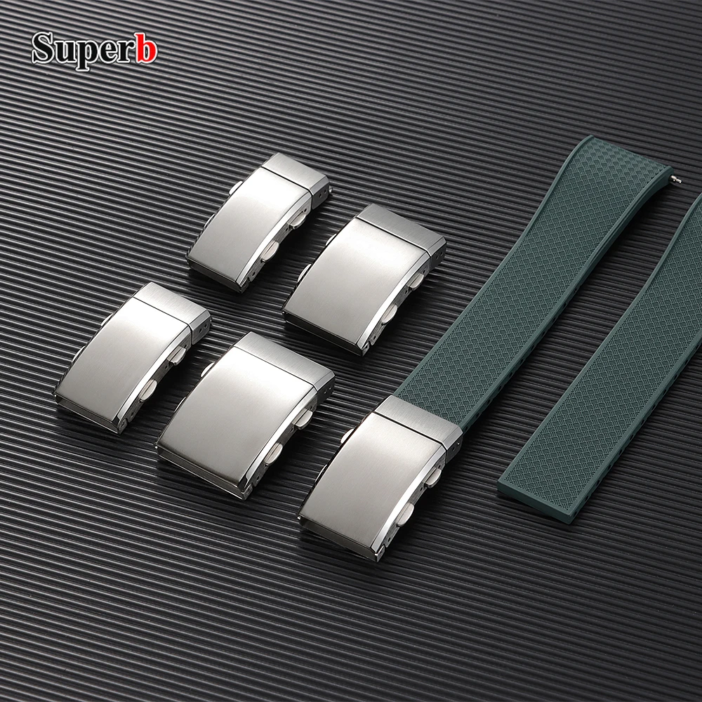 316L مطحونة المشبك ساعة المشبك 16/18/20/22 مللي متر نحى الفضة الفولاذ المقاوم للصدأ للطي سلامة استبدال نشر مشبك ساعة #4