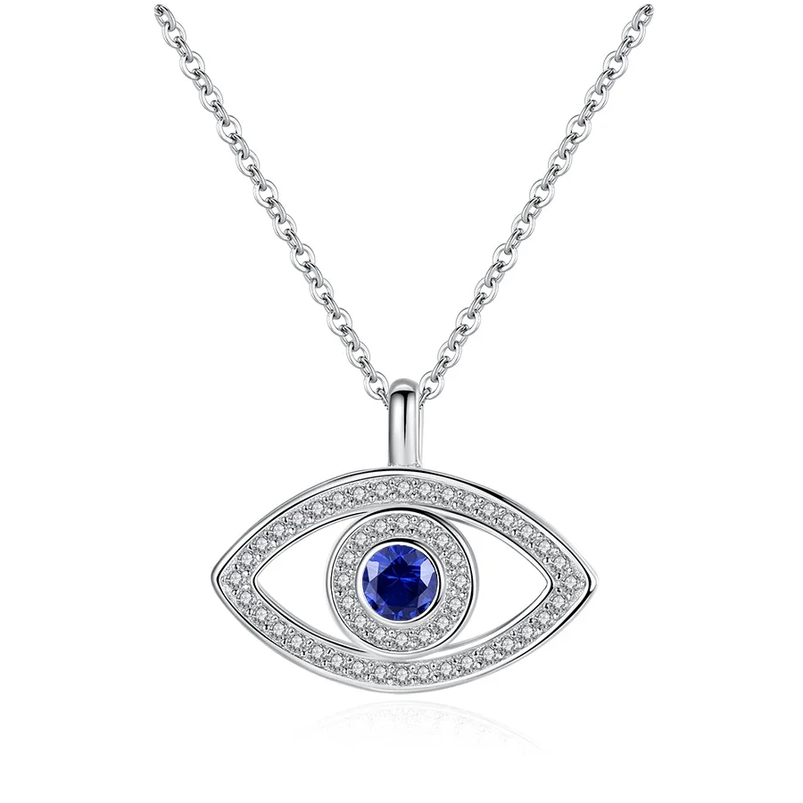 TONGZHE Evil Eyes wisiorek 925 Sterling Silver długi naszyjnik łańcuch kryształ turecki Eye naszyjniki kobiety dziewczyny szczęście Fine Jewelry