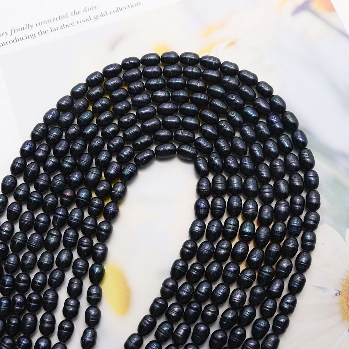 5-6mm 100% Natural Freshwater Pearl Black Rice Loose Spacer Beads for Jewelry Making Supplies DIY Necklace Bracelet Accessories