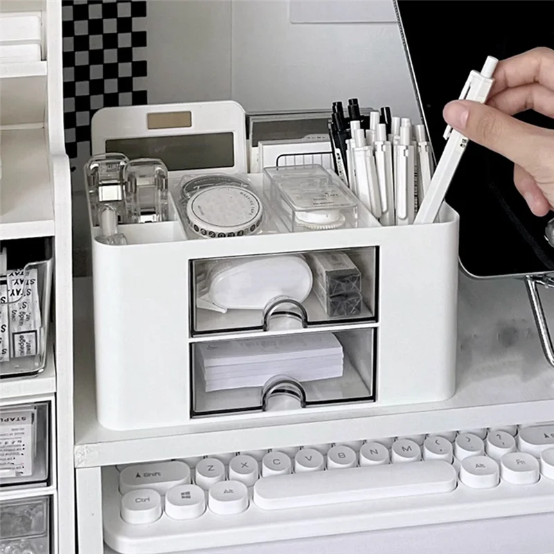 SQPP-2 шт. синий + белый простой прозрачный ящик для хранения ящиков детский студенческий офисный настольный орнамент держатель для ручек прочный