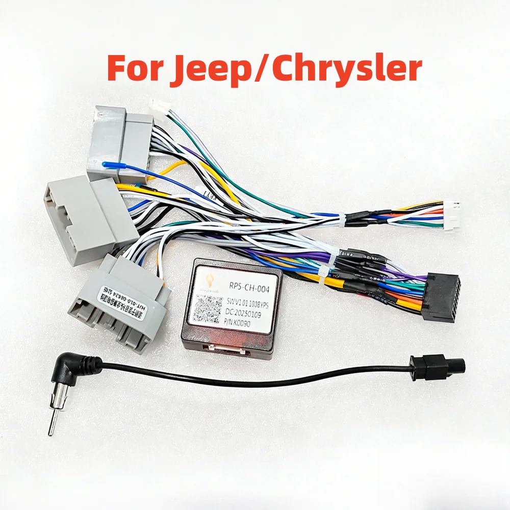 Car 16pin Wiring Harness Adapter Canbus Box Decoder Android Radio Power Cable For Jeep Cherokee Wrangler Dodge Ram Chrysler 300C