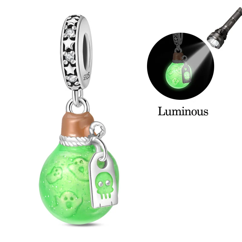 New 925 Sterling Silver Happy Magic Pendant of Luminous Charms Beads Dangle Fit 3mm Original Bracelet DIY Women Jewelry Gift