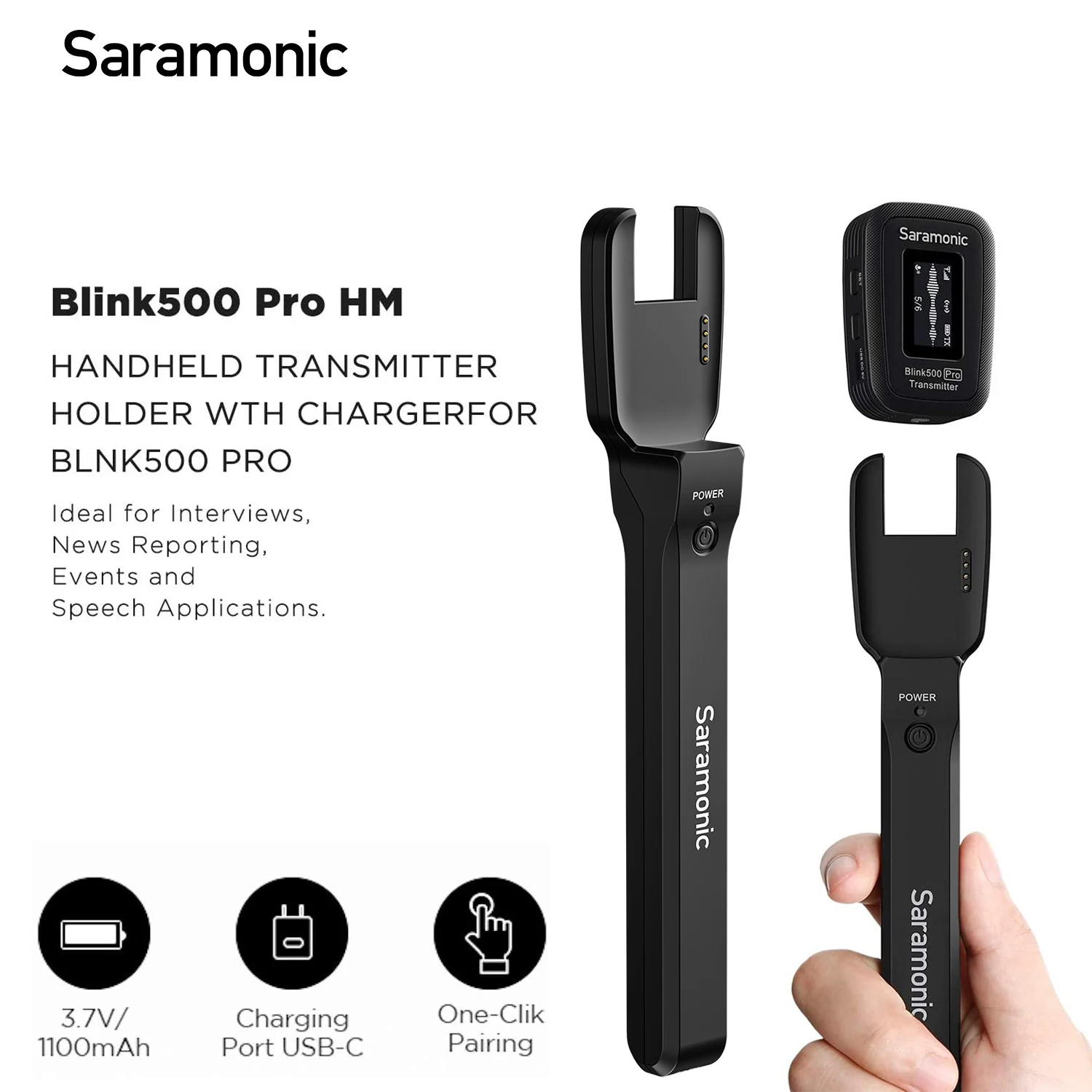 Saramonic Blink500 Pro HM Handheld Microphone Holder for Blink500 Pro TX Transmitter ENG/EFP Interview Report/Speech Application