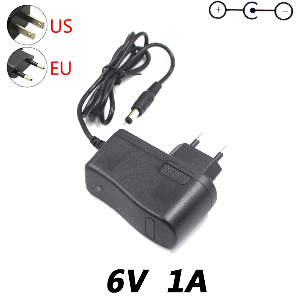 6V1A Power Charger AC 100V-240V Converter Charger DC 6V 1A 1000mA -Internal + External EU Plug DC5.5*2.1MM+ 3.0*1.1mm ADAPTER