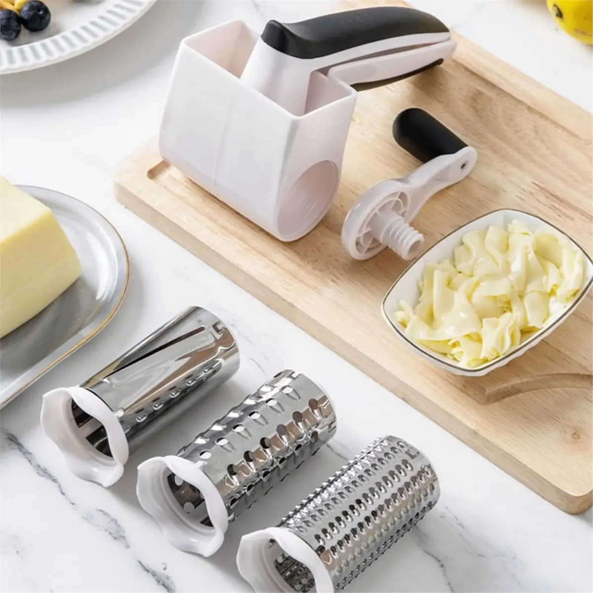 Homegood 3-in-1 Hand-Cranked Cheese Grater Rotary Multi-Functional Cheese Shredder Hand Crank Detachable Chocolate Grater Butter