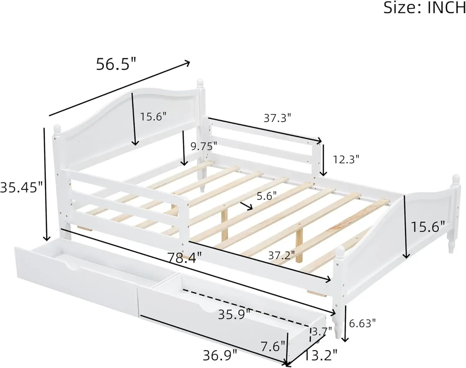 Struttura letto completa con cassetti e binari portaoggetti, letti con piattaforma in legno con testiera e pediera, letto principessa bianco con sup a doghe