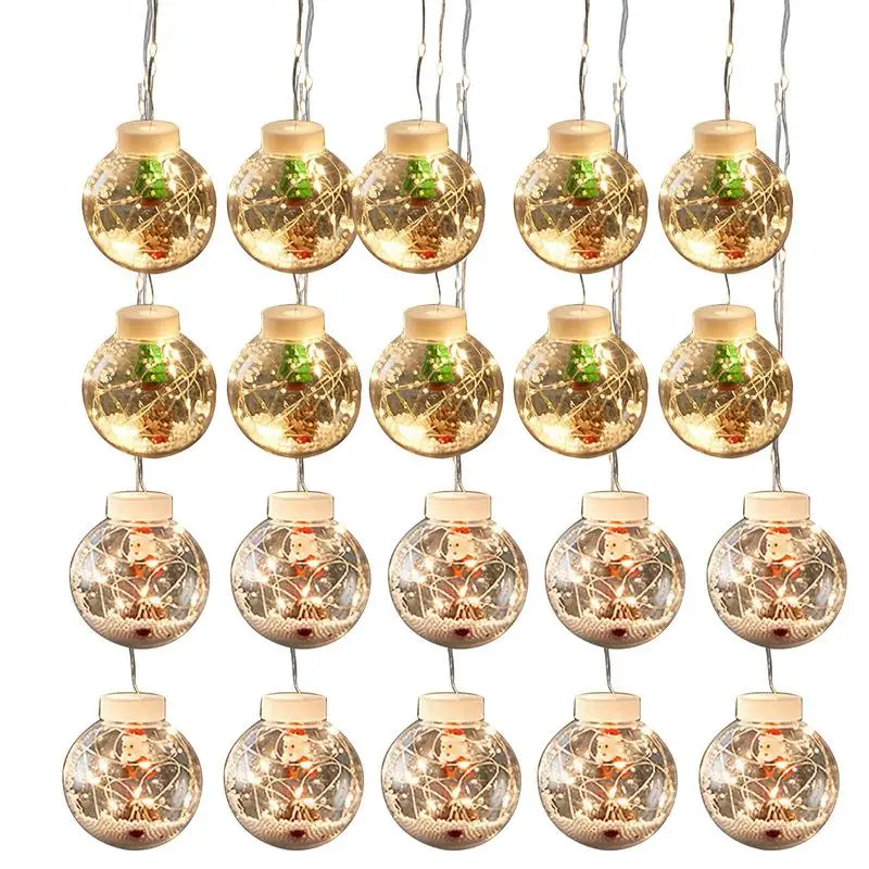 Natal Janela Luzes LED Decorações, Santa Bubble Ball, String Lights, Interior