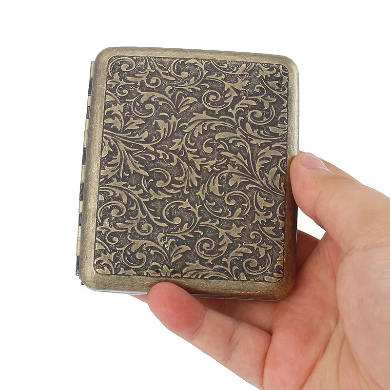 Metal Double Sided Flip 20 Cigarette Case Bronze Automatic Portable Cigarette Case Men\'s Cigarette Accessories