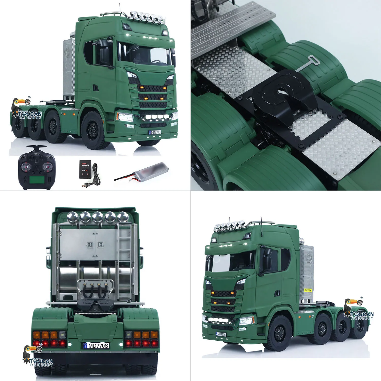 

Toys 1/14 8x8 Metal Chassis RC Tractor Truck 770S Radio Control Lorry Car Model Differential Locks Lights Sounds ST8 Radio Gift