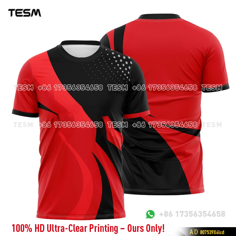 TESM Breathable Comfy Fabric Unisex Parent-Child Sports Tee Team Training Jersey Printed Loose Casual Short Sleeve