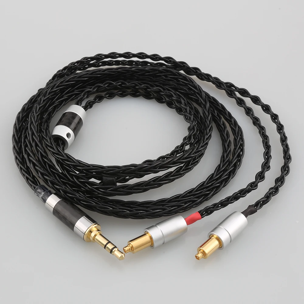 Audiocrast 8 Core 7N OCC Black Braided Earphone Cable For Shure SRH1540 SRH1840 SRH1440 Headphone