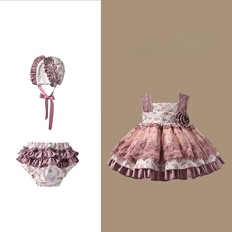 Ins Handmade New Girls Dress Spring New Children's Boutique Princess Dress Baby First Year Dress Birthday Party Baptism Clothes