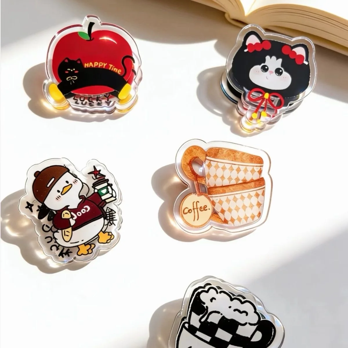 Cartoon Animal Fruit Binder Clips, Acrylic PP Dual Material Decor Paper Clamps, Multi-use Note & Snack Sealing Office Stationery