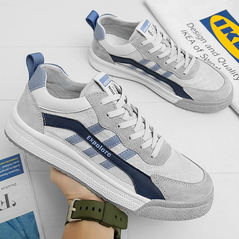 

1 pair plus size men's casual sneakers retro Hong Kong style versatile board shoes widened and last anti-slip and wear-resistant