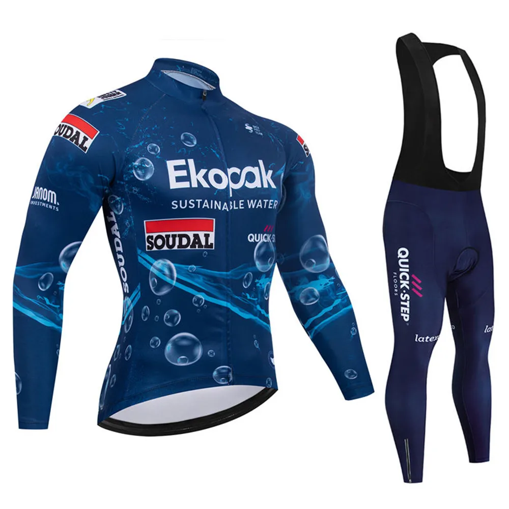 

Soudal Quick Step Pro Team Spring Long Sleeve Cycling Jersey Set Men Bicycle Clothes MTB Bike Jersey Bib Pants Kit Ropa Ciclismo