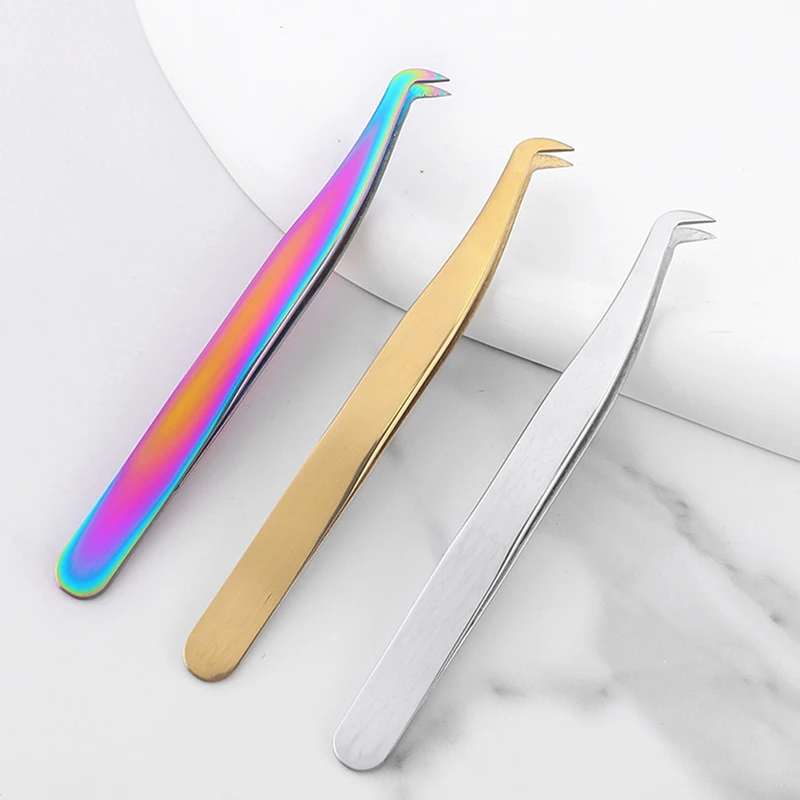 1PC Eyelash Tweezer 3D/6D Volume Eyelash Extension Blooming Tweezers Stainless Steel Fan Lash Tweezer