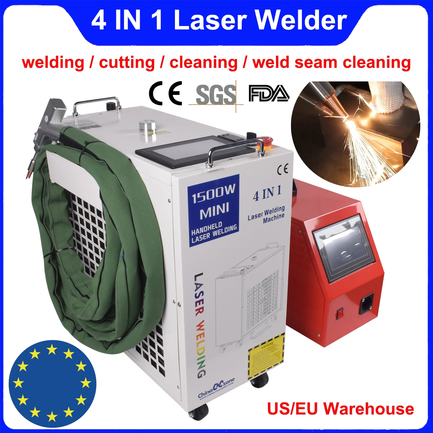 1500W Fiber Laser Welding Machine Handheld 4 in 1 Welding Cleaning Cutting Soldering Machine CNC Welder for All Metal US EU Ship