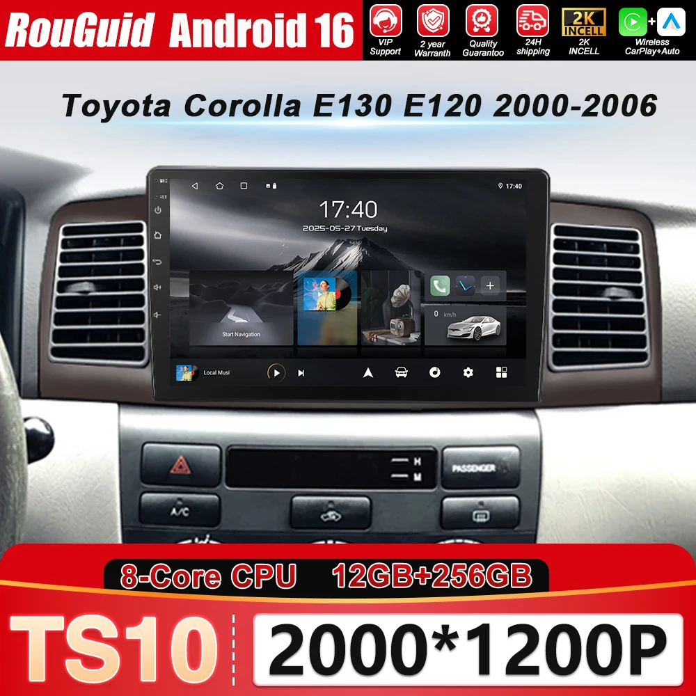 

Car Radio Multimedia Player Navigation GPS For Toyota Corolla E130 E120 2000 2001 2002 2003 2004 Carplay 2 Din Android Stereo 4G