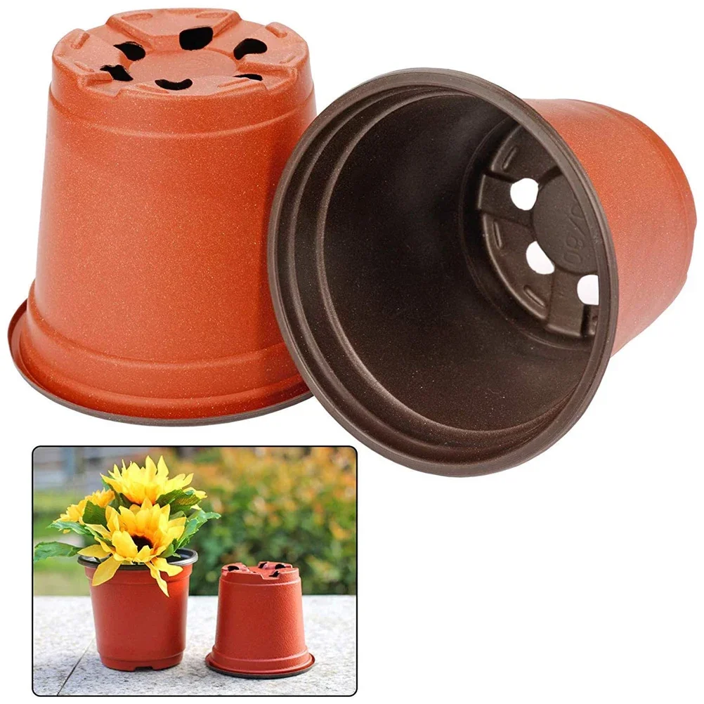 

100Pcs Flowerpot Plastic Grow Box Fall Resistant Tray For Home Garden Plants Nursery Cup Transplant Flower Plant Pots