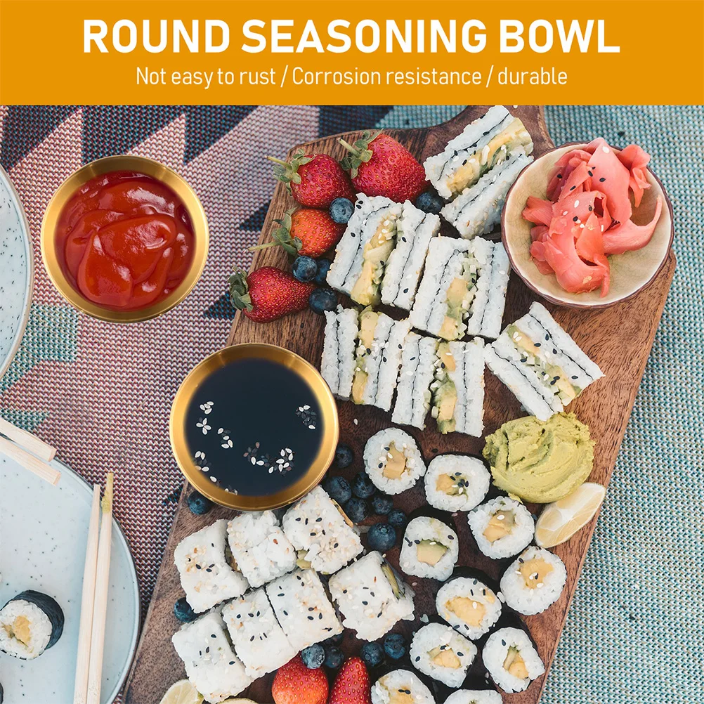 

6 pcs Stainless Steel Sauce Dishes Seasoning Bowls For Home Restaurant Use Multipurpose Condiment Containers Fruit Oil Cumin