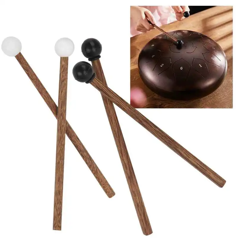 Palo de tambor de goma de 4 piezas, mazo de tambor de lengüeta de acero, accesorios de percusión etérea para Marimba para tambores etéreos