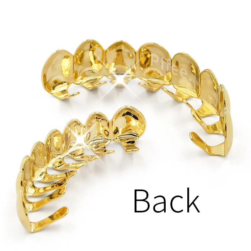 Pffee Silver 14K Gold Plated Teeth Grillz Y2K Body Jewelry Rapper Hip Hop Shackle Tooth Grills For Men Women