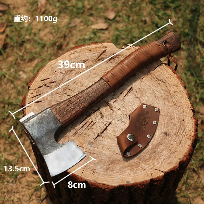 Nordic axe, forged from No. 65 manganese steel, portable tactical camping wood chopping axe in the wild，