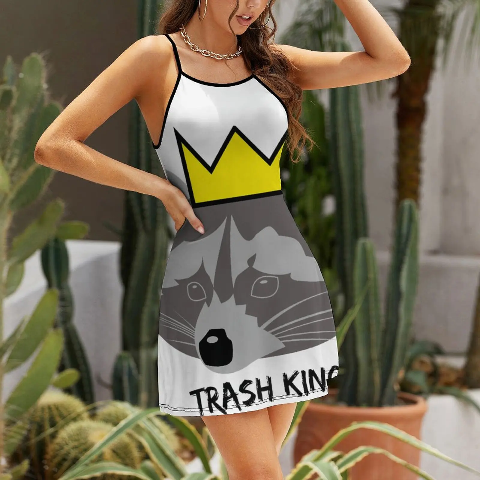 Raccoon Trash King for Sale  Women's Sling Dress Funny Novelty Dresses Premium Sexy Woman's Clothing  Parties