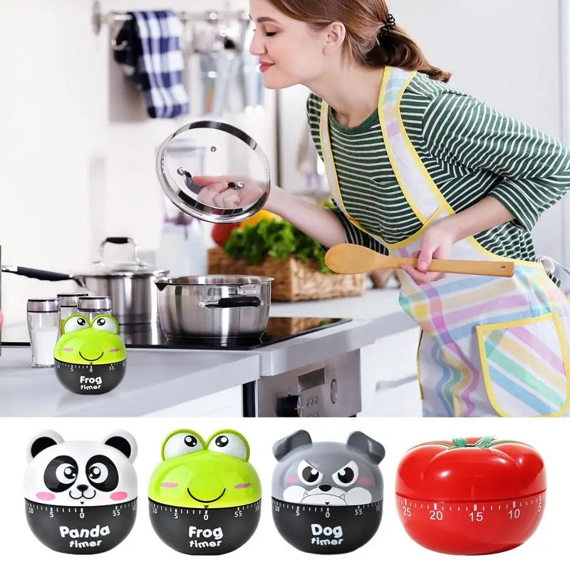 Cartoon Timer Frog Puppy Panda Tomato Mechanical Timer No Battery Required Easy Operate Kitchen Timer Cooking Baking Helper