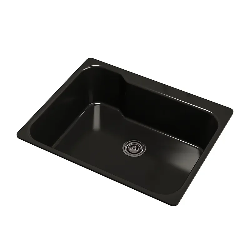 Scratch Resistant Black SMC Kitchen Sink Large Single Bowl Deepened Enlarged Household Dishwashing Basin Easy to Clean