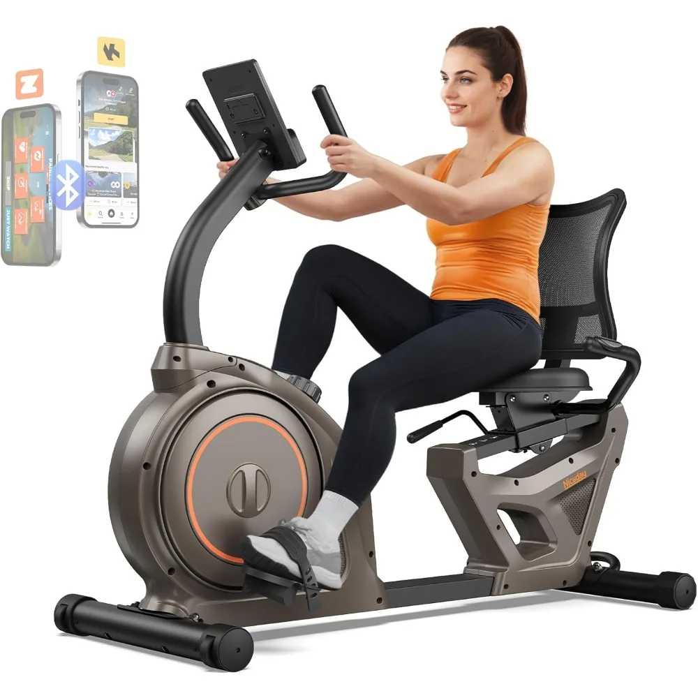 Recumbent Exercise Bike, Recumbent Bike for Home, Magnetic Recumbent Bike with Smart APP, LCD Monitor, Heart Rate Handle