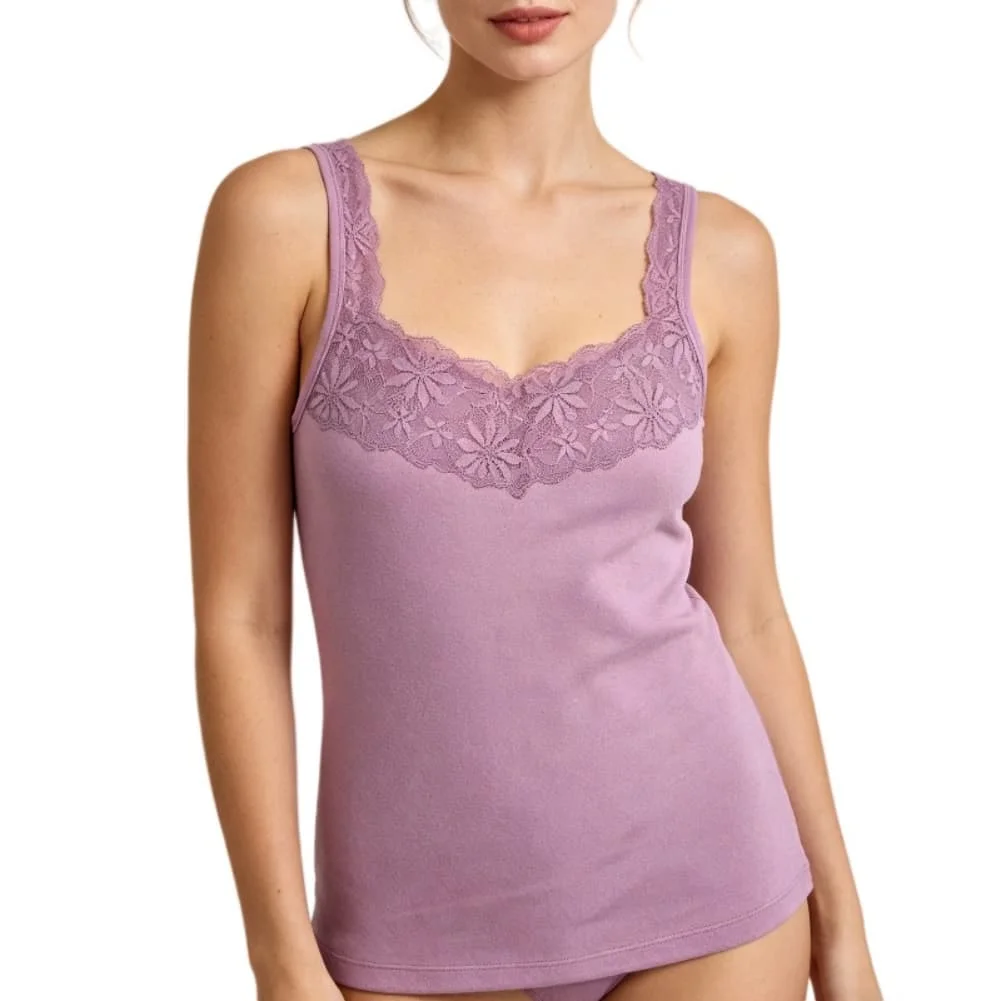 Women's V-Neck Floral Lace Panel Fitted Tank For Top for Summer Vacation Beach Cycling Outfit Regular Length Polyester Vest