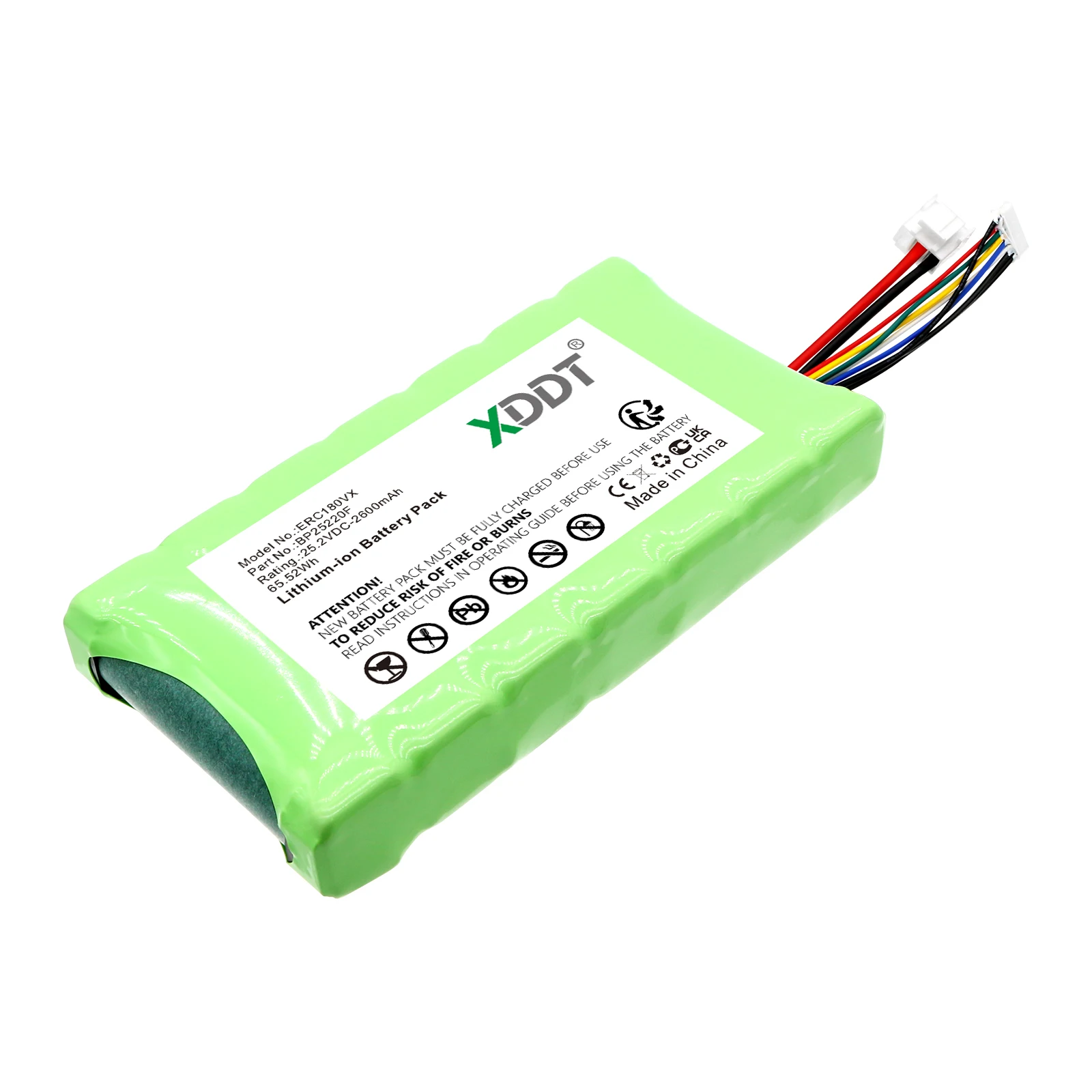 Vacuum Cleaner Battery 25.2V/2600mAh BP25220F for Eureka NEC180 Pro, Midea VSS1800