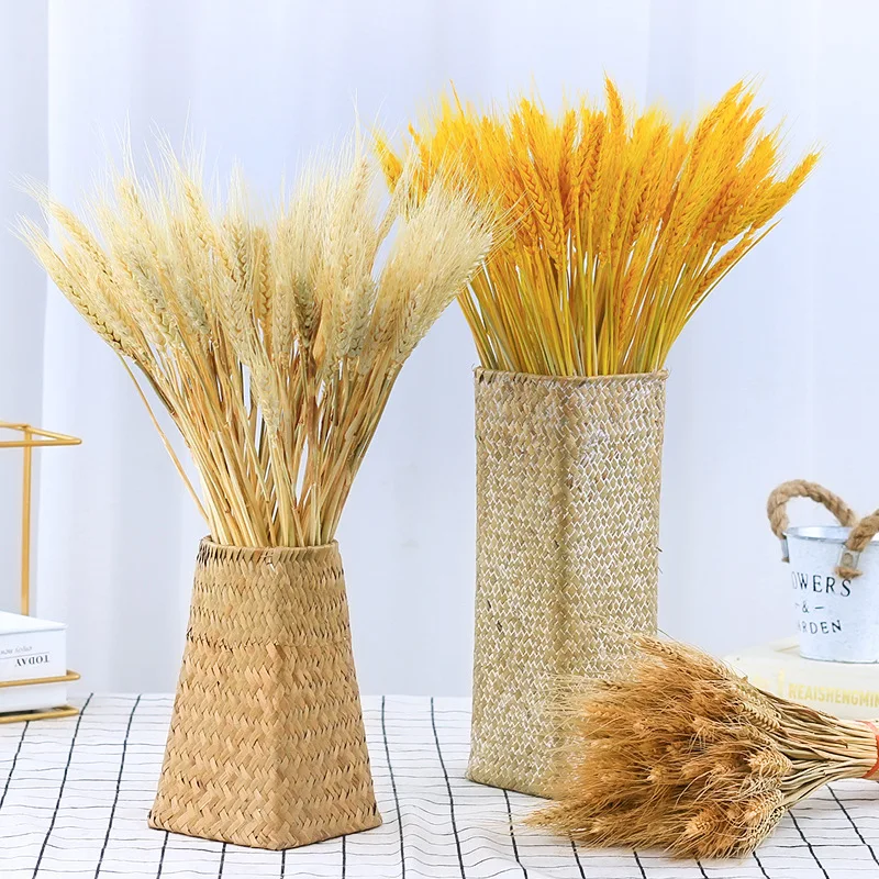 

50PCs Natural Real Wheat Ear Flower Dried Flowers Bouquet Wedding Decoration for Party Christmas Home Decor Ornaments DIY Craft