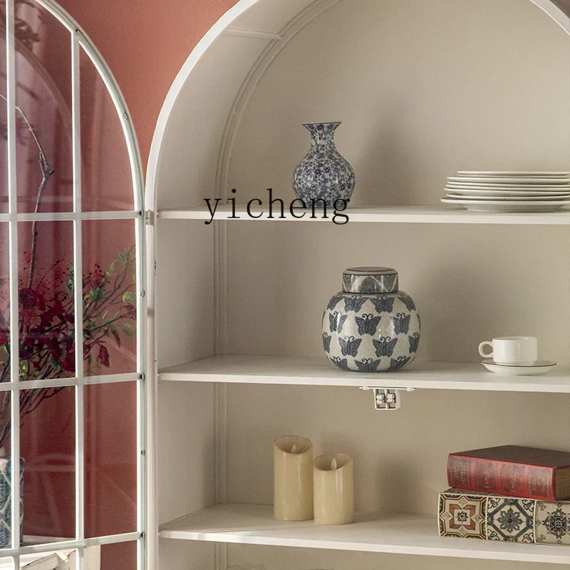 zz النمط الأمريكي الحديد الخشب الصلب المنزل ليغو تخزين خزانة الكتب جدار خزانة مشروبات B & B خزانة اليد #4