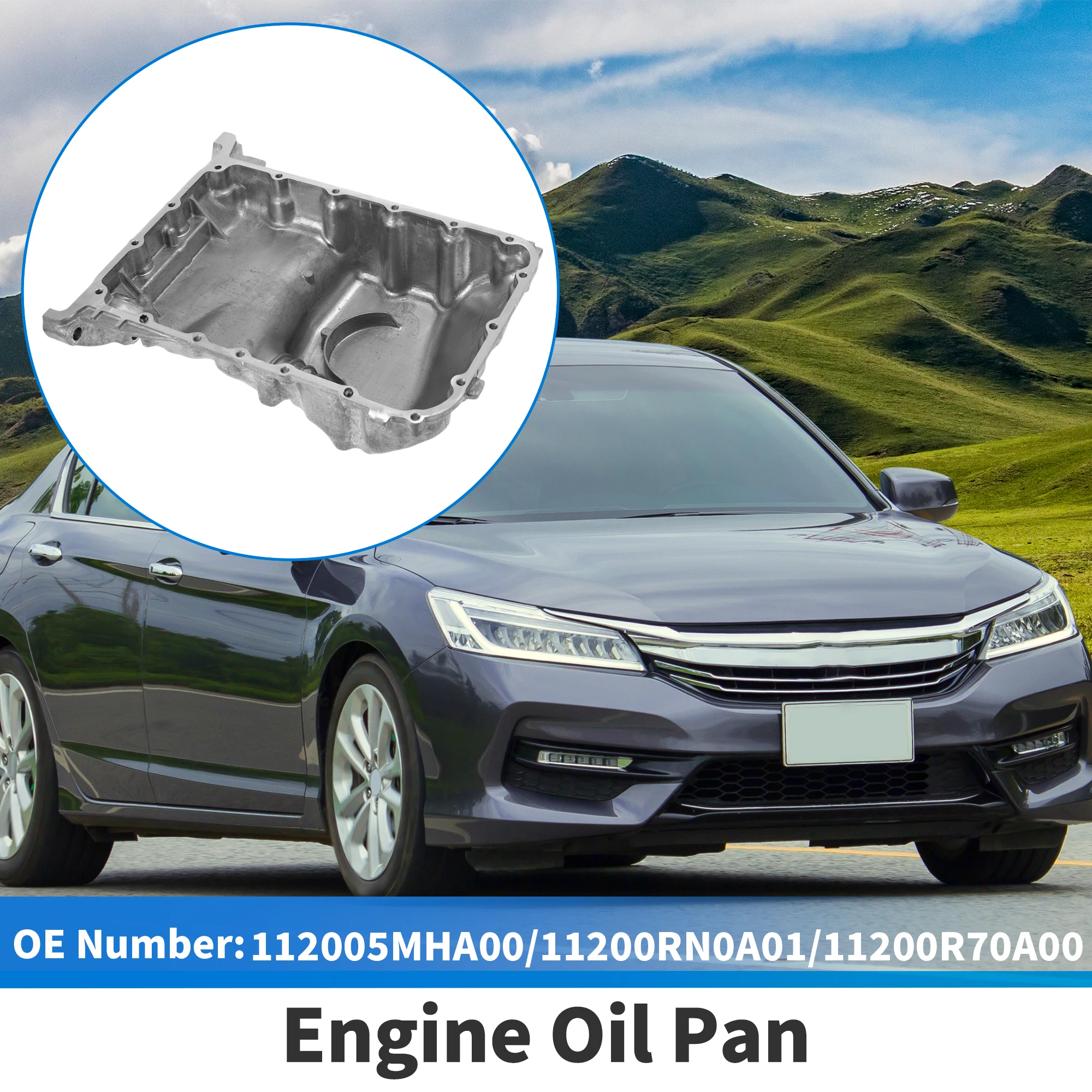 

X Autohaux 1 Pc No.112005MHA00 Engine Oil Pan for Honda Accord 2008-2017 Steel Silver Tone