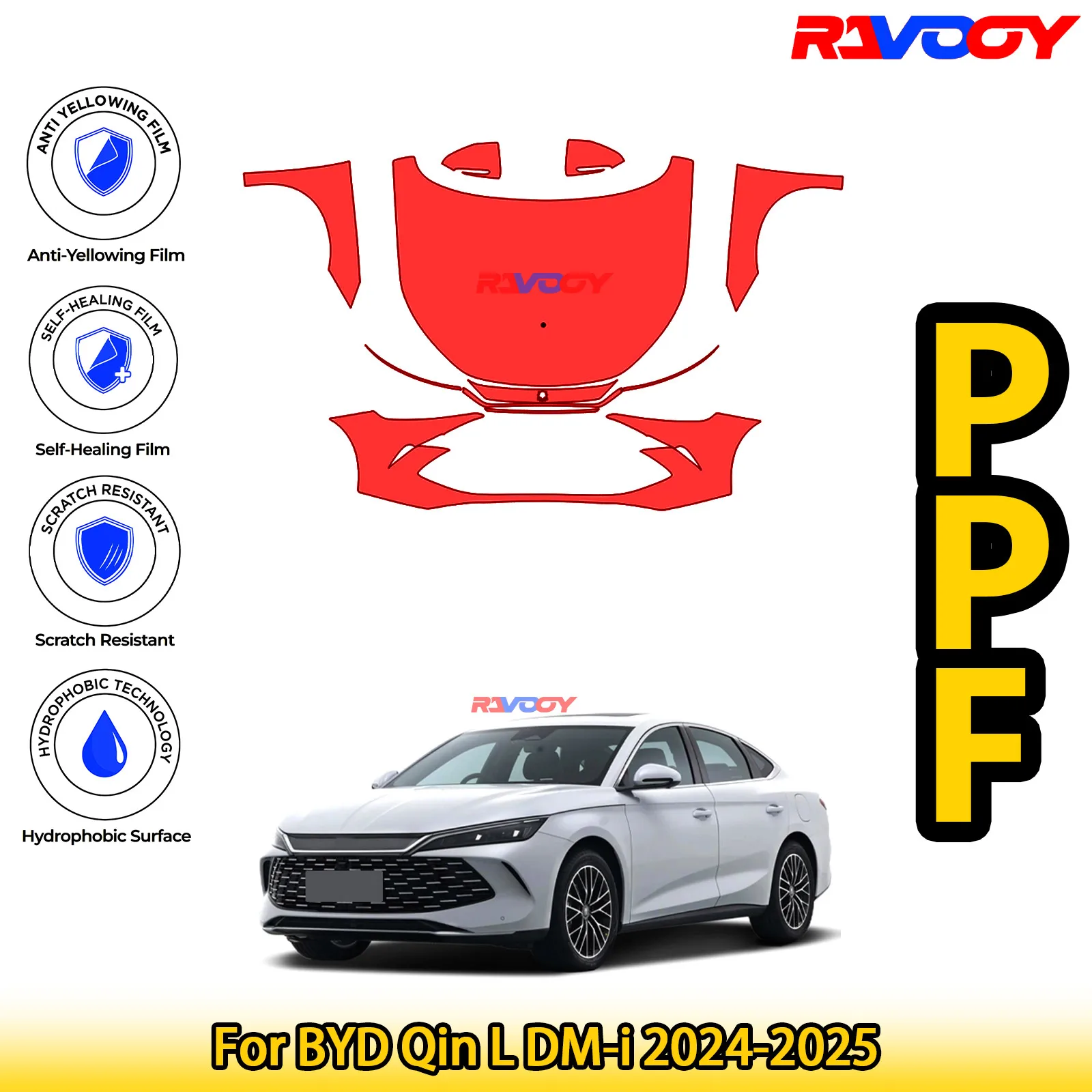 

Для BYD Qin L DM-i 2024-2025 глянцевая матовая черная предварительно вырезанная передняя PPF комплект защитная пленка для краски