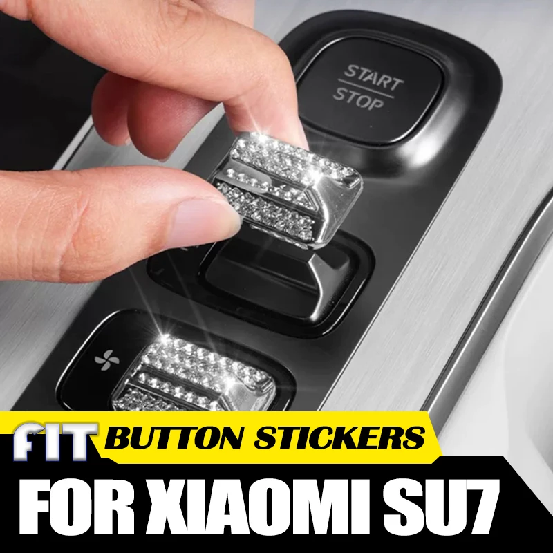 Car Central Control Button Sticker Fit for Xiaomi SU7 2024 2025 Modified Car Interior Diamond Decoration Sticker Accessories