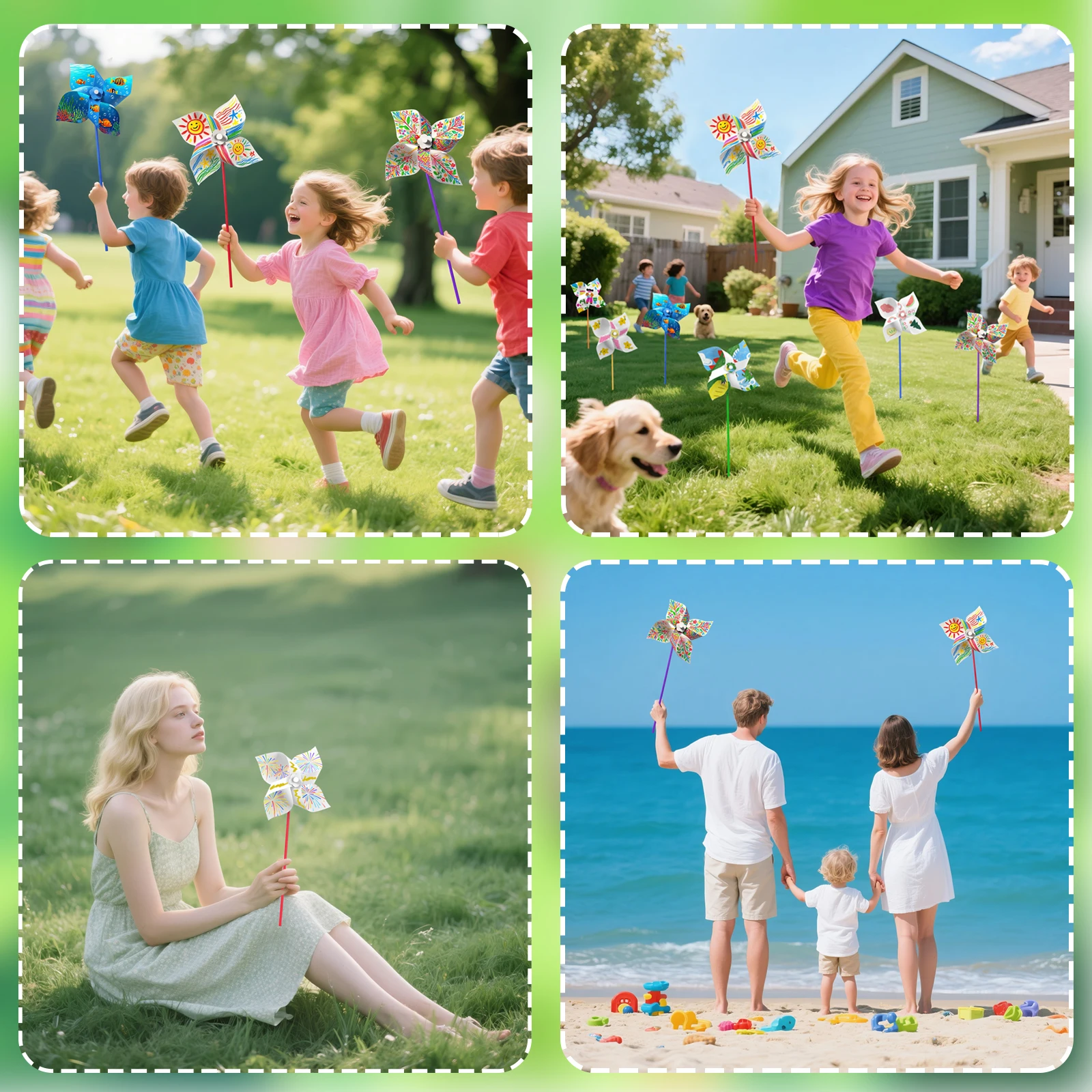 Picture 5: 6-12Pcs DIY Paper Pinwheels for Kids White Blank Paper Pinwheel Craft Kit for Summer Activities School Daycare Home Fun Graffiti