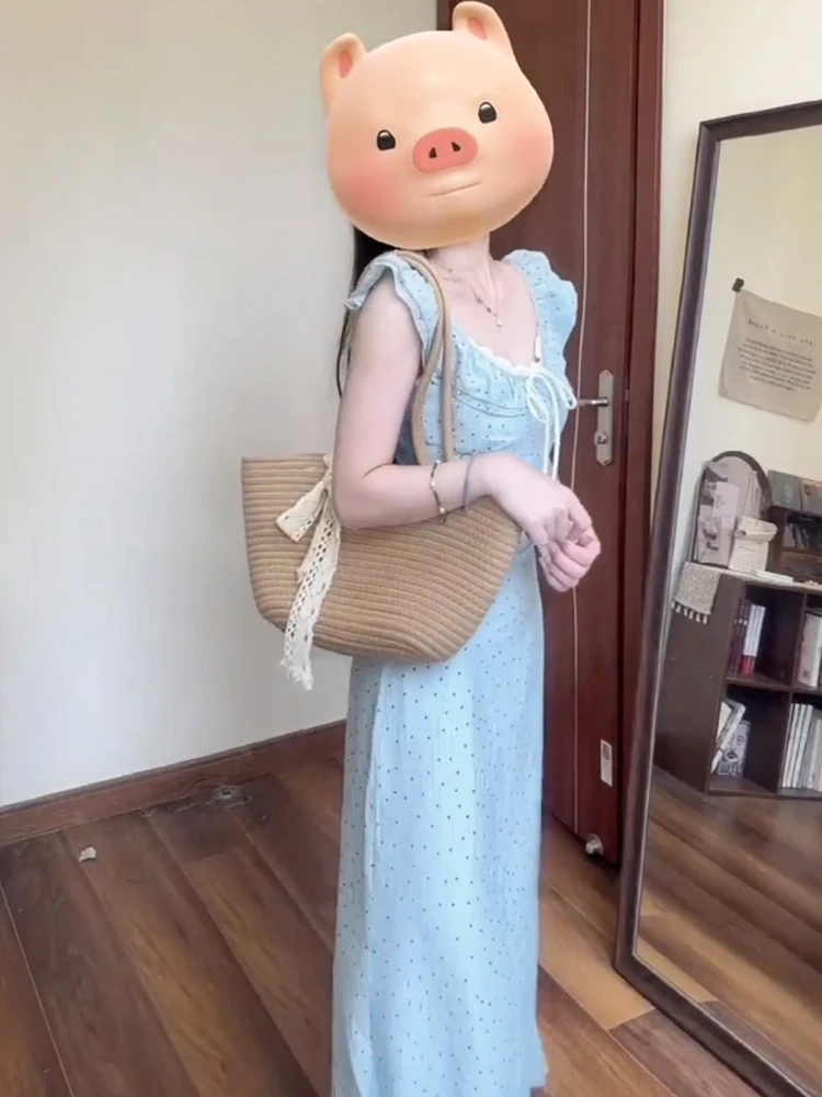 Ele Summer Dr – jupe trapèze taille haute pour femmes, douce robe japonaise sans Sve ronde Ne pour jeunes femmes