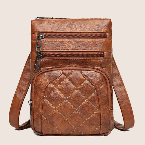 Imagen 2 del producto Bolso de hombro de cuero suave para mujer, bolso para teléfono móvil, bolso en capas, cartero, diseñador de lujo de un solo hombro, bolso de mujer, billetera