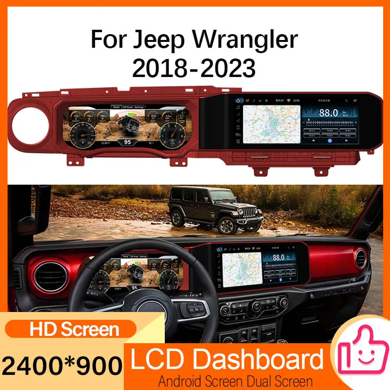 New Dual Screen For Jeep Wrangler 3JK 2018-2023 Speedometer Digital Instrument Cluster Car Dashboard LCD Display CAR Radio