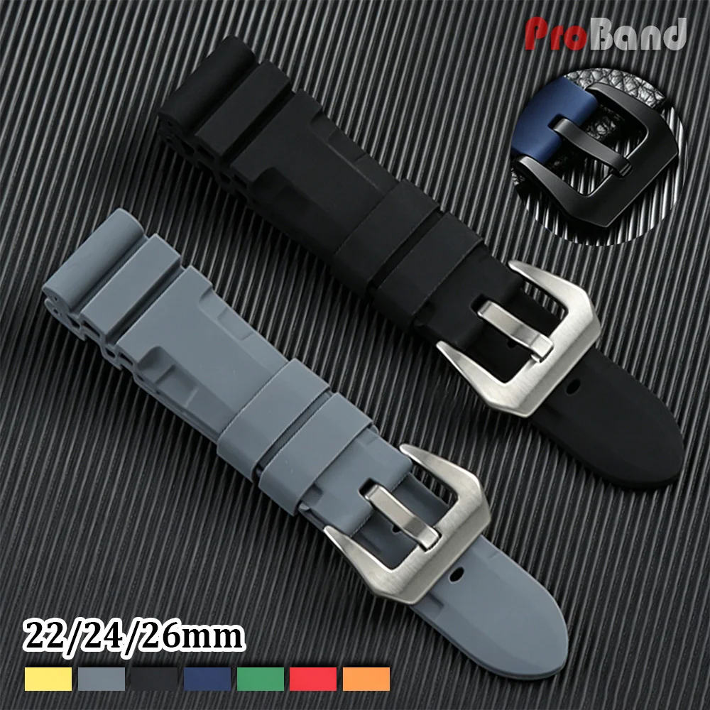 

22mm 24mm 26mm Silicone Watch Band Soft Rubber Strap for Panerai for Omega Watch Straps Waterproof Sport Wristband Accessories