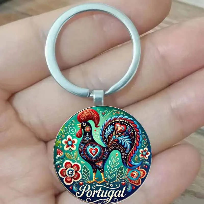 سلسلة مفاتيح دائرية على شكل الديك البرتغالي العتيق، اختيار مثالي، هدية مثالية #1
